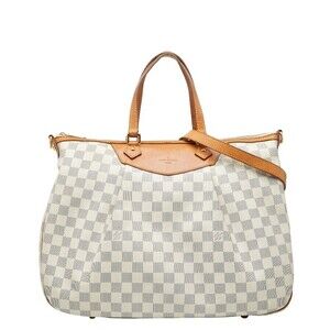 Louis Vuitton Damier Azur White Siracusa Handbag Shoulder Bag Leather